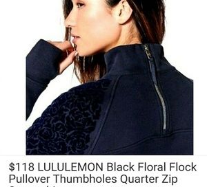 Lululemon floral flock pullover sz 4 NWOT blk